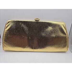 Vintage Tuerkes Gold Clutch Purse with Chain 9.5" x 4.5" Made in Baltimore, MD
